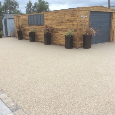 Resin Driveway in Pearl Quartz with Tegula Edgings