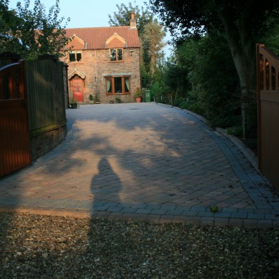 Tegula driving with lights set into blocks