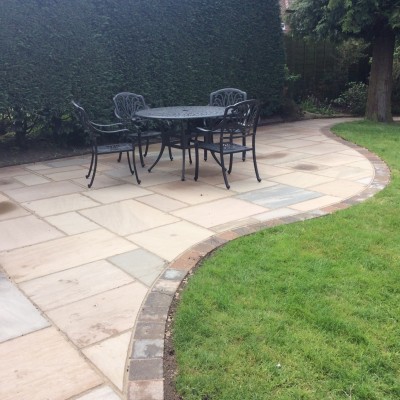 Indian stone pathway and patio, Tegula edgings